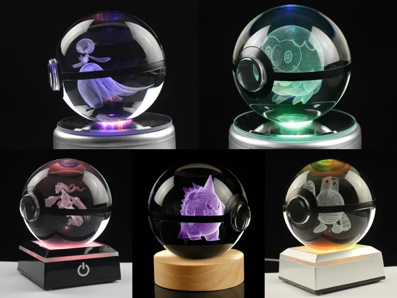 80MM Large Crystal Pokeball Laser Engraving (300+ Styles)