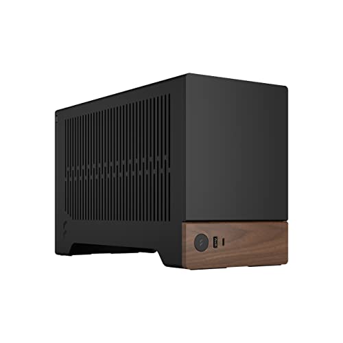 Fractal Design Terra Graphite - Wood Walnut Front Panel - Small Form Factor - Mini ITX Gaming case – PCIe 4.0 Riser Cable – USB Type-C - Anodized Aluminum Panels - Graphite