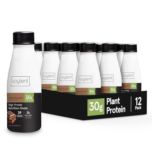 Soylent Chocolate High Protein Shake, 30g Complete Protein, Vegan, Dairy Free and 0g Sugar, Ready to Drink Protein Drinks, 11 Oz, 12 Pack - Complete Protein Chocolate - 11 Fl Oz (Pack of 12)
