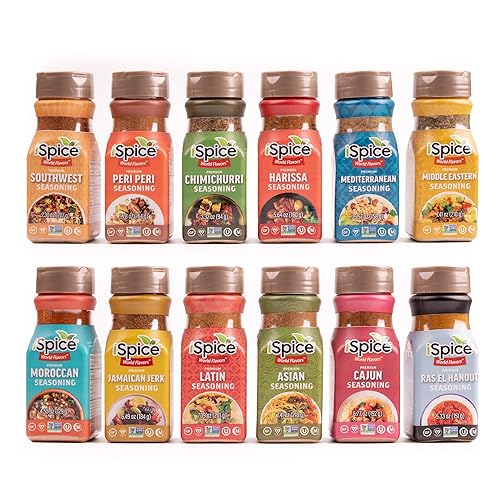 iSpice Starter Spice Set- Seasonings for Cooking, Spices and Seasonings Sets, Spices Variety Pack, Cooking Gifts for Men Home Basic Spice Set (12 Pack World Flavor Premium) - 6.05 Ounce (Pack of 12)