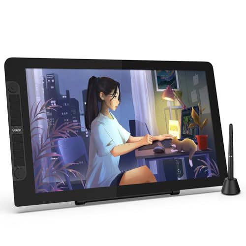 Drawing Tablet with Screen,VEIKK VK2200PRO Drawing Monitor,21.5 Inch Full-Laminated Screen,with 2 Customized Quick Dials,8 Shortcut Keys and Adjustable Stand (92% NTSC,±60° Tilt Function,120% sRGB) - 21.5 Inch - 8 Shortcut Keys & 2 Quick Dials