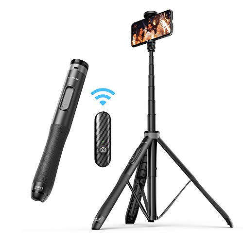 ATUMTEK 51" Selfie Stick Tripod, All in One Extendable Phone Tripod Stand with Bluetooth Remote 360° Rotation for iPhone and Android Phone Selfies, Video Recording, Vlogging, Live Streaming, Black - 51" - Black
