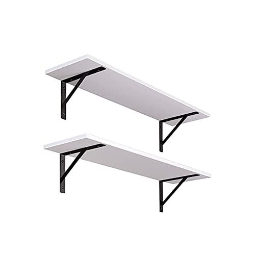 DINZI LVJ Long Wall Shelves, 31.5 x 7.9 x 6 Inches, Set of 2 White Floating Shelves, Easy-to-Install, Large Storage Ledges with Sturdy Metal Brackets for Living Room, Bathroom, Bedroom, Kitchen - 31.5 Inch - White