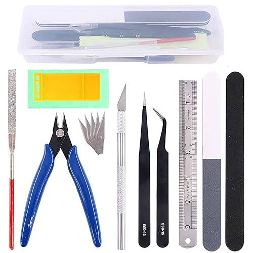 15Pcs Gundam Model Tools Kit Gunpla Tool Kits Modeler Basic Tools Craft Set with Plastic Box Hobby Building Tools Kit for Gundam Car Airplane Ship - 15 Gundam Model Tools Kit