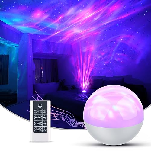 SUPFOO Galaxy Projector for Bedroom,Star Projector Night Light for Kids with White Noise and Bluetooth Music Speaker, Aurora Projector Remote Control & Timing Sky Starry Projector,Party,Home (White) - White