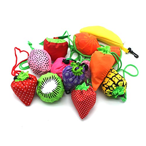 10PCS Fruits Reusable Grocery Shopping Tote Bags Folding Pouch Storage Convenient for Travel - Fruits