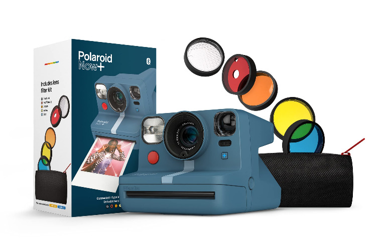 Polaroid Now+ Black (9061) - Bluetooth Connected I-Type Instant Film Camera with Bonus Lens Filter Set & B&W Film for I-Type (6001) - Black Filter Set + Film Camera + Film
