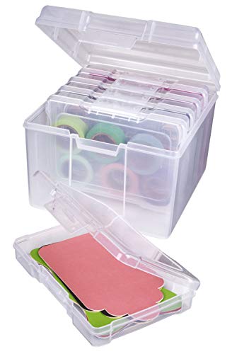 ArtBin 6947ZZ Photo & Craft Organizer Set, Large Box with [5] Plastic Storage Cases Inside, Clear - Large Box with 5-Pack inside