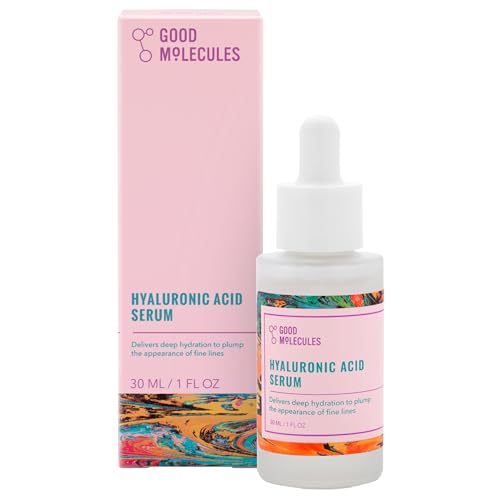 Good Molecules Hyaluronic Acid Serum - Hydrating, Non-greasy formula to Moisturize, Plump - 1% HA, Anti-aging, Water-Based Skincare for Face - 1 Fl Oz (Pack of 1)