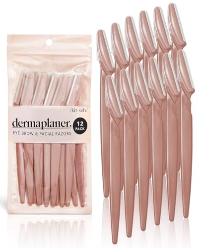 Kitsch Dermaplaning Tool - Face Razors for Women | Eyebrow Razor & Face Shaver for Women | Facial Hair Removal for Women | Dermaplane Razor for Women Face, 12 pc (Terracotta) - Terracotta