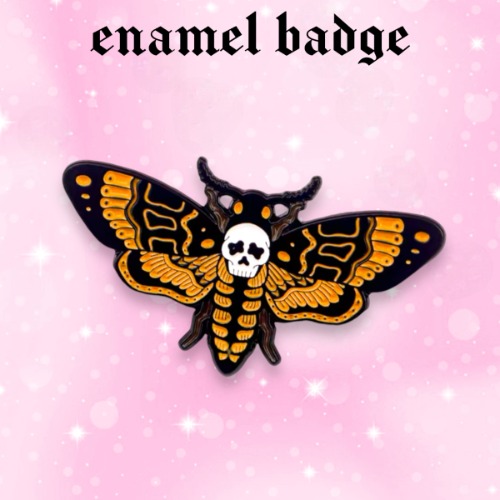 Death Moth horror movie enamel pin badge, Strange Dollz Boudoir