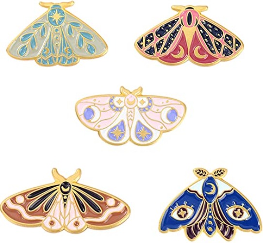5 Pieces Enamel Pins Butterfly Moth Backpack Pins Jackets Clothes Insect Girls Pins for Backpacks Cool Lapel Pin Steampunk Badge Small Pins for Women - Multicolor