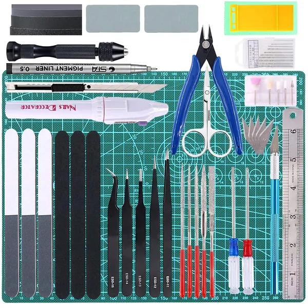 55Pcs Gundam Model Tools Kit Gunpla Modeler Basic Tools Craft Set Hobby Building Tools Kit for Gundam Car Model Making,Modeling Building, Repairing and Fixing