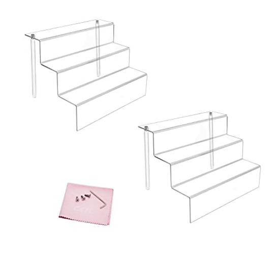 Acrylic Risers for Display, 2 Pack 3 Tier Acrylic Display Riser, Clear Display Stands for Shelf Dessert Cupcake Candy Food Tabletop Collectibles Product Bar Action Figure Showcase, 12x8.5 inches - 2 - 12 x 8.5 Inch