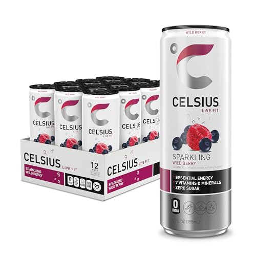 CELSIUS Sparkling Wild Berry, Functional Essential Energy Drink 12 Fl Oz (Pack of 12) - Sparkling Wild Berry - 12 Fl Oz (Pack of 12)