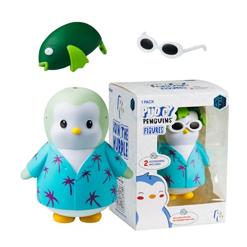 BANDAI Pudgy Penguins Action Figure Fish Style | Adopt your new Forever Friend with 4 different collectible penguin figures with 2 interchangeable accessories| Official Pudgy Penguin Toys
