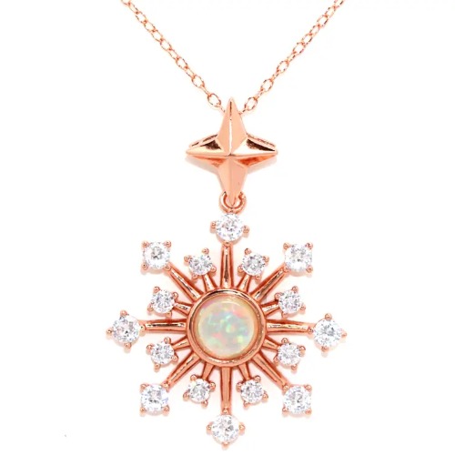 Ella Opal Burst Pendant - Rose Gold