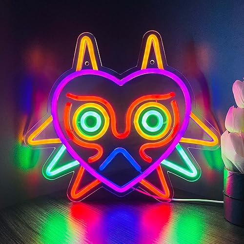 GGK Majora's Mask LED Sign LoZ Neon Sign for Room Wall Decor Gamer Gifts Zelda Mask Game Room Decor LED Neon Light for Zelda Fans (Majoras Mask) - Multicolors