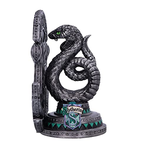 Nemesis Now Harry Potter Slytherin-Buchstütze, offizielles Lizenzprodukt, 20 cm, Kunstharz, Silber - Weihnachtsbaumanhänger