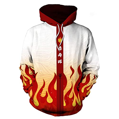 Rengoku Kyoujurou Cosplay Hoodie Pullover Sweatshirt Cosplay Costume Kimetsu no Yaiba Jacket Long Sleeve Coat - Medium - Rengoku Kyoujurou