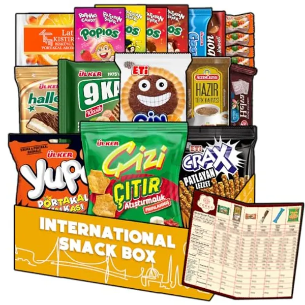 International Exotic Snack Box Variety Pack, 15 Premium Foreign Rare Snack Food Gifts to Try, Mystery Box of Snacks, Full Size European Snacks Variety Pack for Adults and Kids