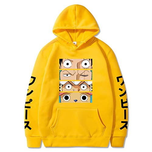 Sybnwnwm One Piece Hoodie Luffy Zoro Chopper Printed Pullover Anime Hoodies Long Sleeve Sweatshirt Unisex - Beige Small