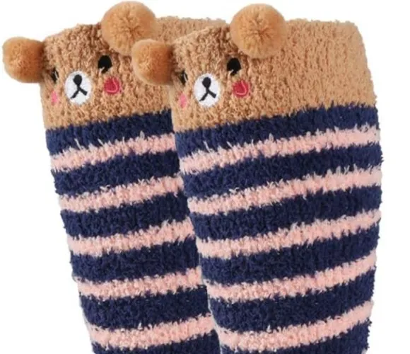 Cozy Women's Thigh High Bear Striped Socks