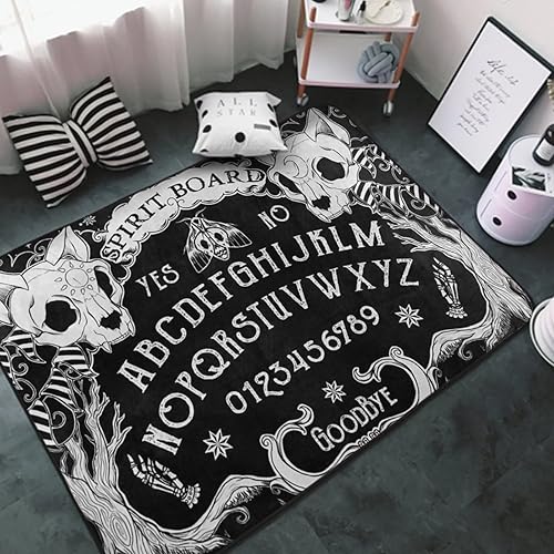 Area Rug Modern Unique Area Carpet Anti Slip Carpets for Bathroom,Office, Dining Room, Indoor Thick Soft Carpets Cat Skull Head Witch Board Black Gothic Rug - Pattern 19 - 60" X 39"