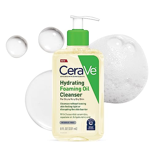 CeraVe Hydrating Foaming Oil Cleanser | Moisturizing Oil Cleanser for Face & Body with Squalane Oil, Hyaluronic Acid & Ceramides | For Dry to Very Dry Skin | Fragrance Free & Residue Free | 8 FL Oz - 8 Fl Oz (Pack of 1)
