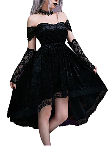 LANSHULAN Gothic Clothes Dress,Lace Mini Sleeveless