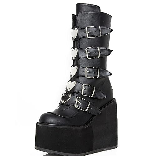 CELNEPHO Womens Wedge Platform Knee High Boots