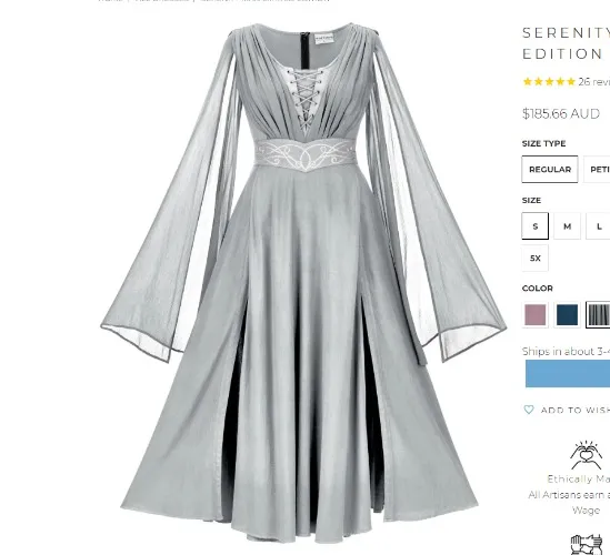 (For Arwen Cosplay) - Serenity Maxi Limited Edition | Small / Silver Pewter