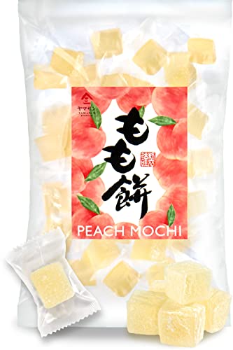 Japanese Mochi Candy Individually Wrapped, Momo White Peach Flavor, Plant-Based Kanten Agar Sweets 300g【YAMASAN】 - Peach