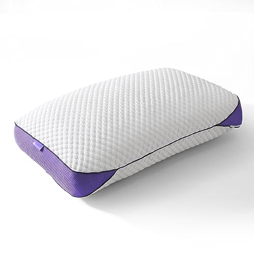 HOMELAB Adjustable Shredded Memory Foam Pillow Queen Size, Cooling Bed Pillow for Sleeping with Removable Cover, Medium Pillow for Side Stomach & Back Sleepers, 1 Pack 20"x28" - Queen(Pack of 1) - White