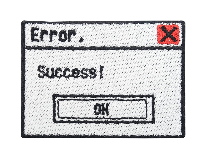 Grappige Error. Success! Foutmelding patch om op te strijken | Retro Gamer Patches, Computer Strijkplaatje, Opstrijkbaar, Patch Finally Home