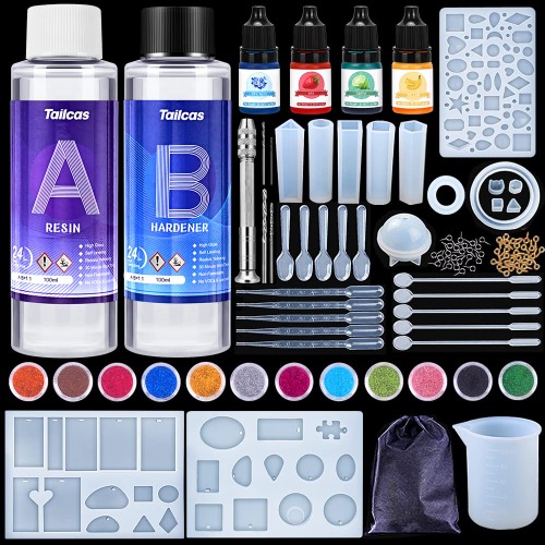 Resin starter set with dyes, mold and tools
