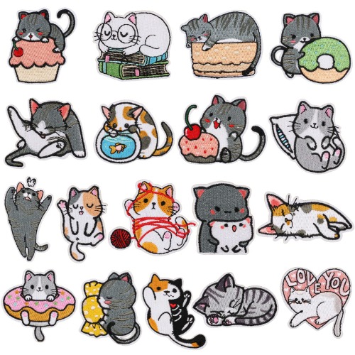Opstrijkbare Patches 18 Stks Dieren Patch Stickers Kat Ijzer Op Patches Borduurwerk Applique Patches Kit Kids Iron On Patches Leuke Badges Stof Reparatie Patch voor t-Shirt Jean Kleding Tas Jas