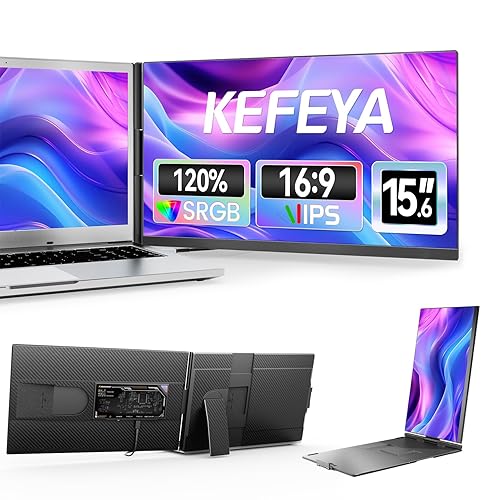 KEFEYA 15.6" Laptop Monitor Extender Borderless Laptop Screen Extender with 120% sRGB, 1080P Full HD, Plug & Play, Ultra-Light Portable Monitor for Mac/Windows/Chrome - Single 15.6"
