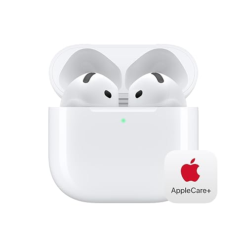 Apple AirPods 4 Wireless Earbuds, Bluetooth Headphones, with Active Noise Cancellation, Adaptive Audio, Transparency Mode, Personalized Spatial Audio, USB-C Charging Case with AppleCare+ (2 Years) - With Active Noise Cancellation - With AppleCare+ (2 Years)