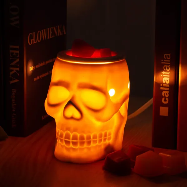 STAR MOON Ceramic Skull Wax Melt Warmer Electric Scentsy Warmer Home Fragrance Oil Diffuser Wax Melter Burner for Home Decor/Office/Living Room,Ideal Gifts,Two Bulbs Packed- Resurgent Skull - Resurgent Skull