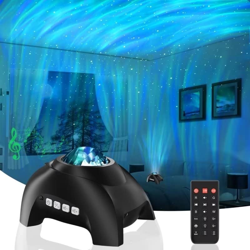 Vinwark Northern Lights Aurora Projector for Bedroom with Music Bluetooth Speaker and White Noise, Galaxy Projector, Starry Night Light Projectors for Kids Adults Gaming Room, Home Theater, Ceiling - Black