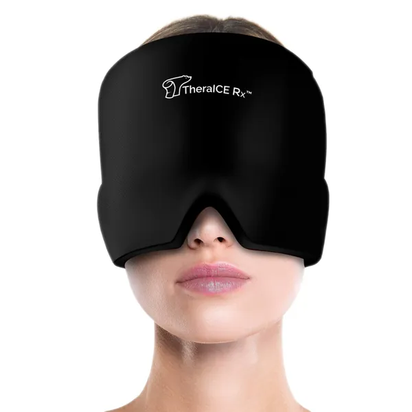 TheraICE Rx Form Fitting Gel Ice Headache / Migraine Relief Hat, Cold Therapy Migraine Relief Cap / Migraine Ice Head Wrap Ice Pack Mask, Cold Compress Headache Relief Cap for Tension, Sinus & Stress - Black (Pack of 1)