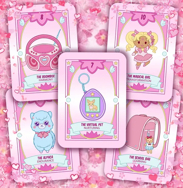 Cute Oracle Deck. Petite Pastel Pocket Oracle With 27 Picture Cards & Guide Cards for Confirmation, Affirmation, Guidance etc. Kawaii Oracle