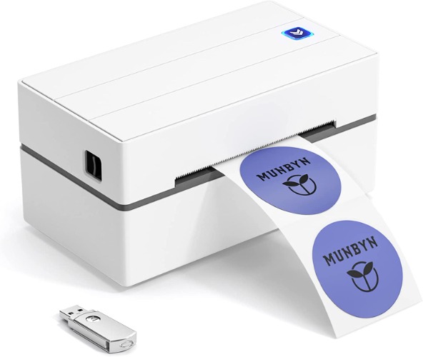 MUNBYN Shipping Label Printer P130, 4x6 USB Thermal Label Printer, Desktop Barcode Label Printer for Shipping Packages Home Small Business, Easy Setup Compatible with Mac, Windows, Linux, UPS, USPS - White