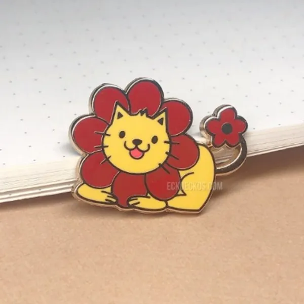 Sunflower Lion Enamel Pin | Etsy