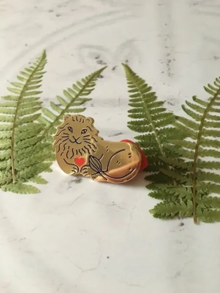 Loved up Lion Pin / Lion Enamel Pin / Big Cat / Valentines | Etsy