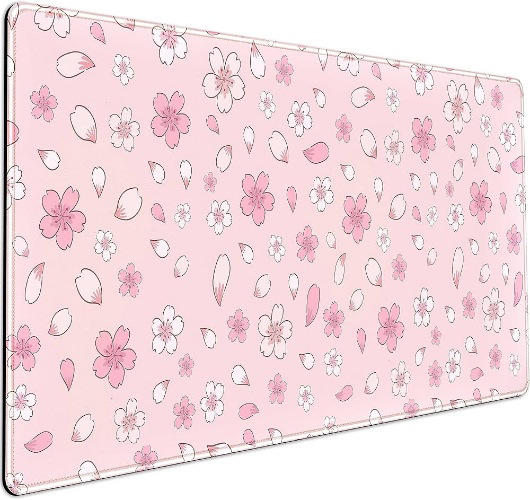 Cute Pink Desk Mat Cherry Blossom Large Mouse Pad XXL 31.5''x15.7'', Pastel Anime Aesthetics Desk Pad Keyboard Mat Big Gaming Deskmat, Extended Mousepad Desk Accessories for Women Office Decor