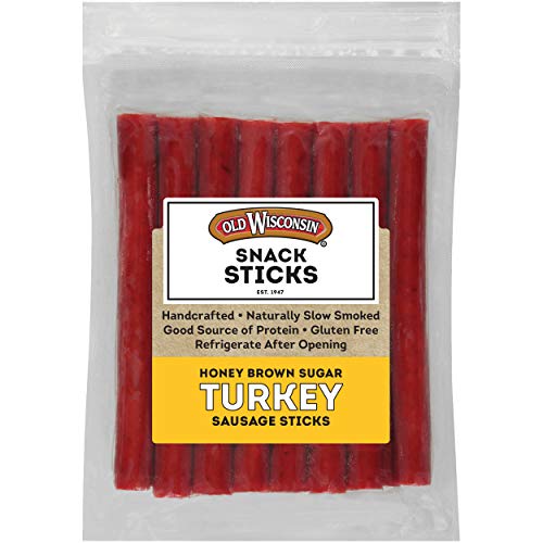 Old Wisconsin Honey Brown Sugar Turkey Sausage Snack Sticks, Naturally Smoked, Ready to Eat, High Protein, Low Carb, Keto, Gluten Free, 16 Ounce Resealable Package, Honey Turkey - 1 Pound (Pack of 1) - Honey Turkey