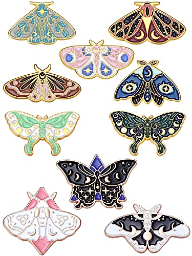 10 Pieces Butterfly Enamel Pins Set Cute Enamel Backpacks Pins Cool Horror Enamel Lapel Pins Brooches Enamel Butterfly Pins Lapel Pins for Steampunk Badge Jewelry for Women - Chic Style