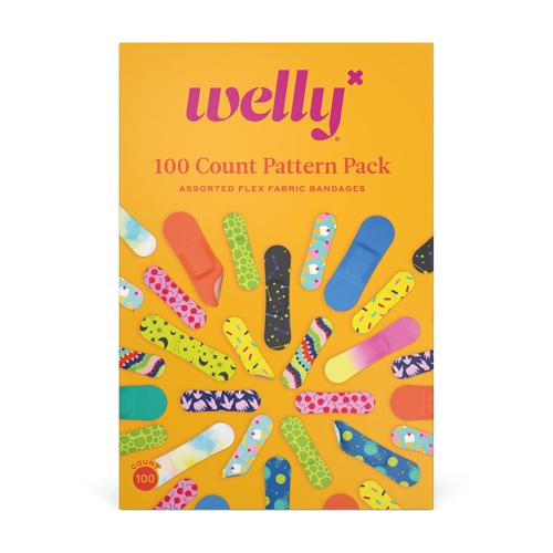Welly Bravery Badge Value Pack | Adhesive Flexible Fabric Bandages | Assorted Shapes and Patterns for Minor Cuts, Scrapes, and Wounds - 100 Count - Bravery Badge Value Pack 100 Count (Pack of 1)